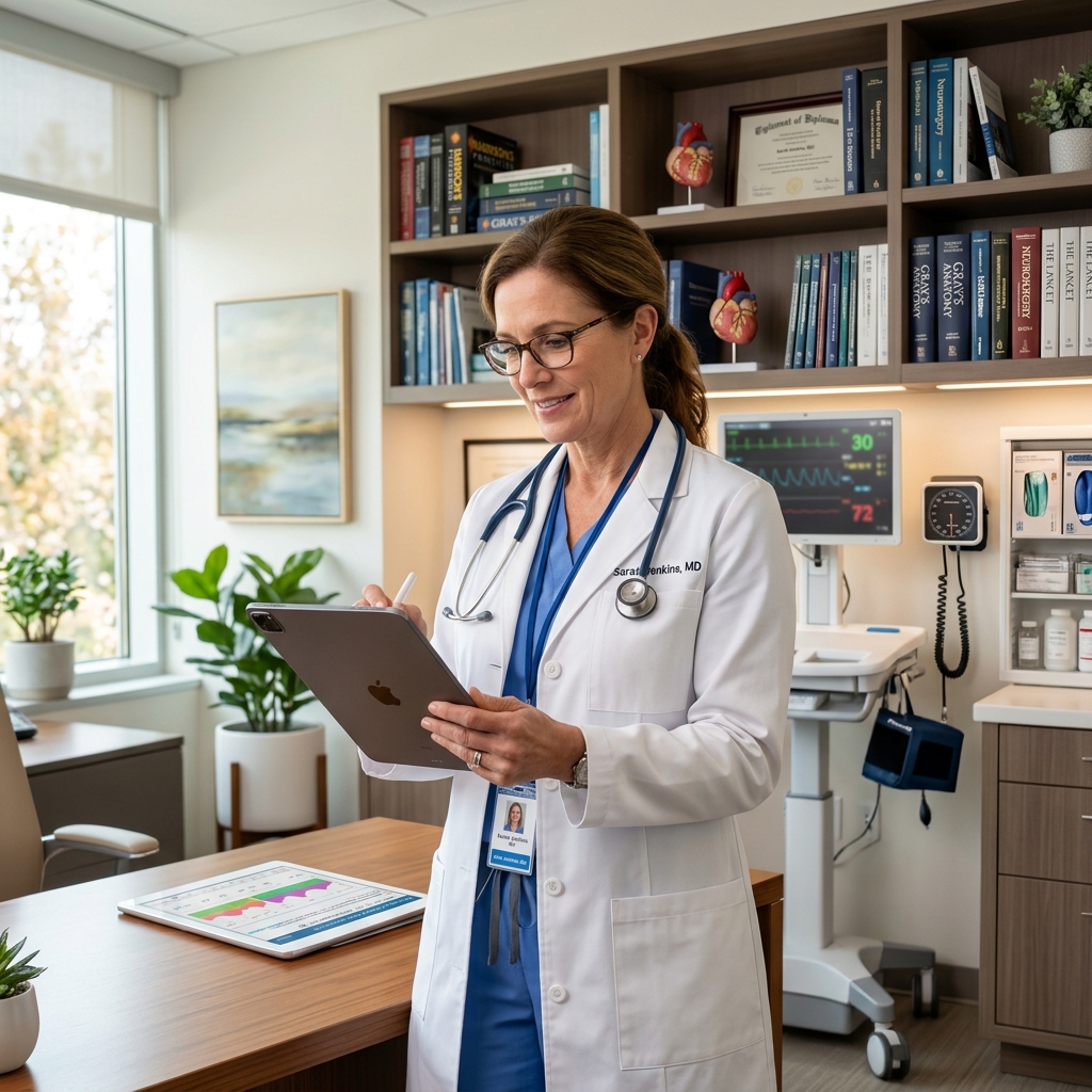 Doctor using tablet