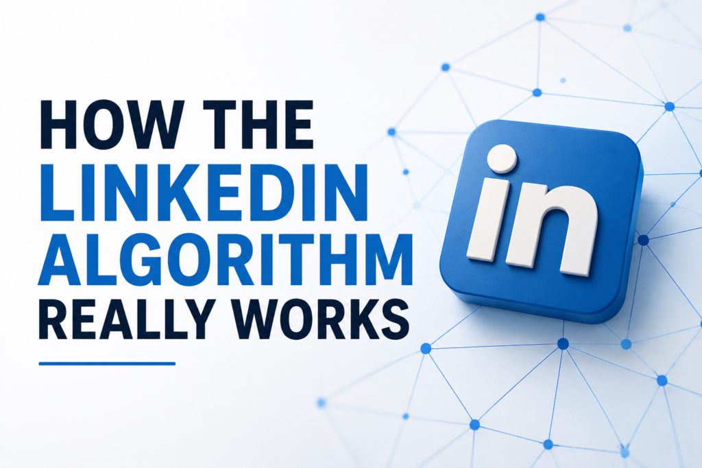 A graphic design by Retentia technology on the article topic How the LinkedIn algorithm really works